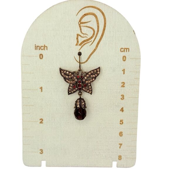 VTG Hobe Pink Crystal Butterfly Dangle Earrings 2" Jewels Of Legendary Splendor - Picture 14 of 14